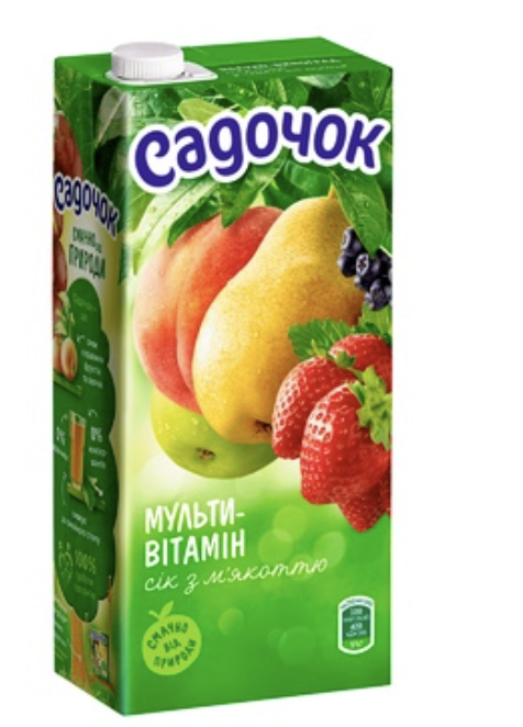 Сік Садочок Мультивітамін з м'якоттю 0.95 л тетра-пак